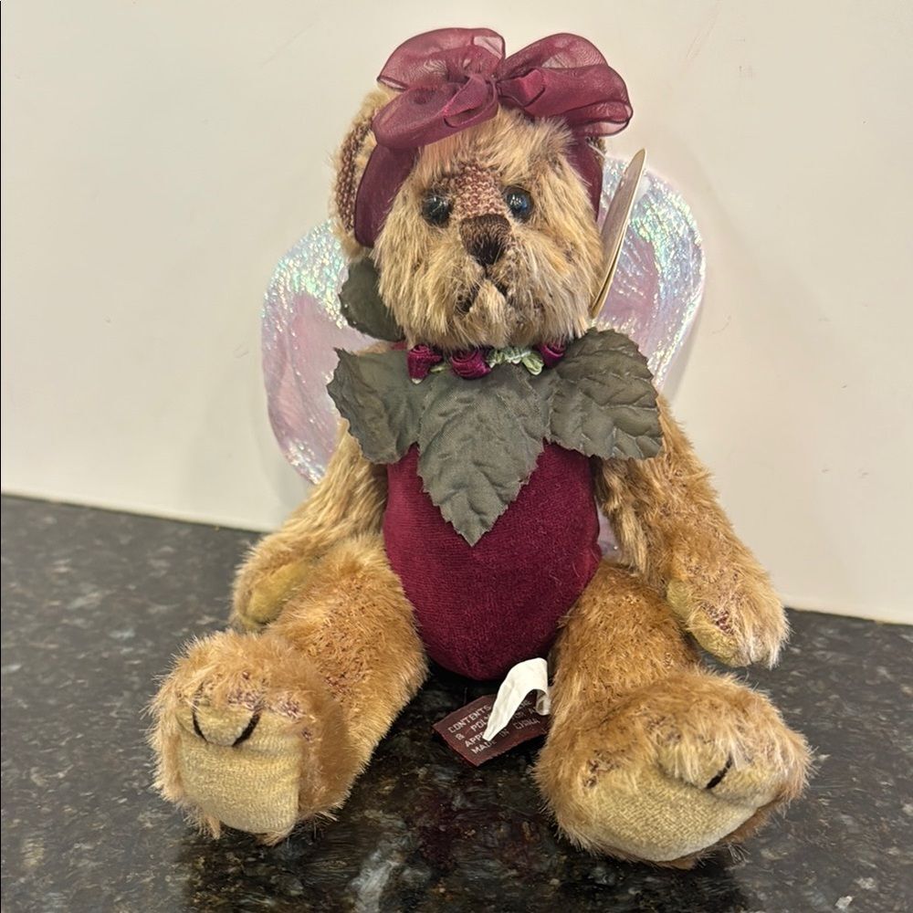 Bearington Collection Bear Plush Tinker #1404 Fairy Wings Bow Stuffed Animal